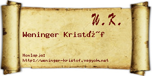 Weninger Kristóf névjegykártya